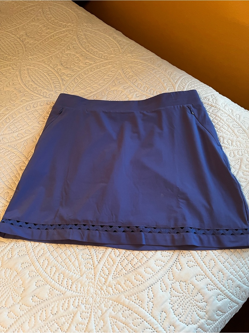 Chico's Violet Laser-Cut Hem Mini Skirt
